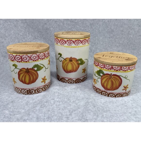 Temp-tations Old World Canister 3 Set Harvest Fall Leaves Acorn Thankful Harvest - Picture 1 of 10